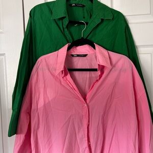Zara Vibrant Green and Pink Shirts